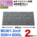 段差解消スロープ 屋外用 ステップヘルパー 段差5cm用 幅60cm 【2個セット】 間口1.2m分 耐荷重10t 段差プレート 駐車場・車庫の段差解消!玄関・...