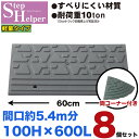 段差解消スロープ 屋外用 ステップヘルパー 段差10cm用 幅60cm 【8個+両コーナーセット】 間口約5.4m分 耐荷重10t 段差プレート 駐車場・車庫の...