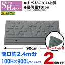 段差解消スロープ 屋外用 ステップヘルパー 段差10cm用 幅90cm 【2個+両コーナーセット】 間口約2.4m分 耐荷重10t 段差プレート 駐車場・車庫の段差解消!玄関・駐輪場・車椅子・介護・介助・車いす STH 10-90×2+2C