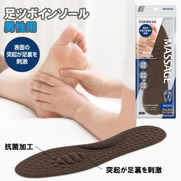 インソール メンズ /足ツボ インソール 男性用 C-3008 2個セット REFRESHINSOLE PRO 