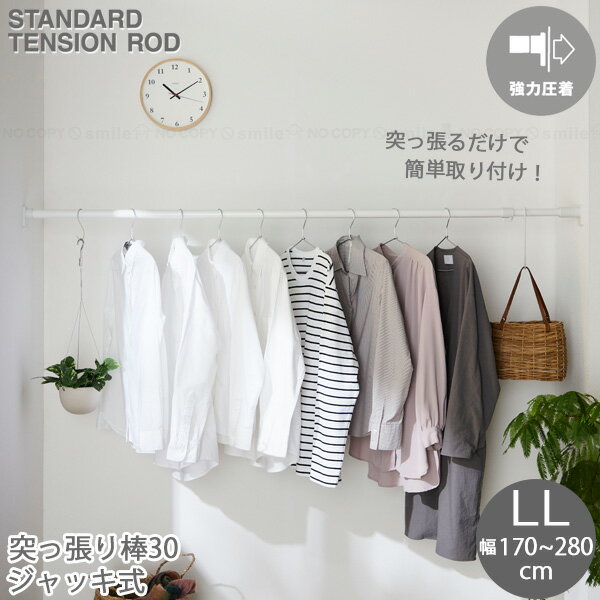 突っ張り棒30LL ジャッキ式 RTJ-LL/ LLサイズ 170-280cm つっぱり棒 突っ張り棒 強力 圧 太パイプ 耐荷..