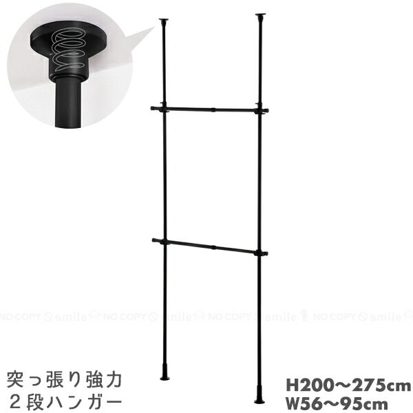 突っ張り 収納 ハンガー / 突ぱり強力2段ハンガー マットブラック TNP-3B /【ポイント 倍】