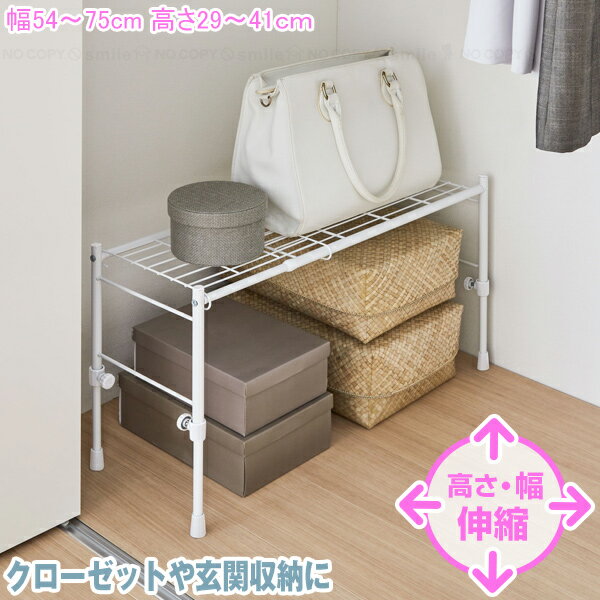 伸縮ラック スリム(縦横伸縮タイプ) OHW-50WH /押入れ クローゼット 収納 ラック 棚 高さ伸縮 幅伸縮 整理棚 省スペース 金属製 収納上手 スペー...