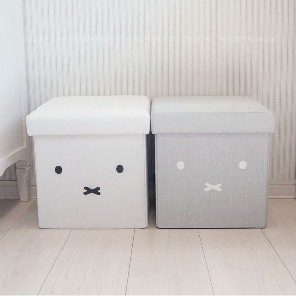 miffy 収納できるスツール / 【送料無料】ミッフィー ミッフィ スツール 収納 チェア いす 椅子 イス 座る 座れる サイドテーブル ソファ 足置き オットマン ストレージ 畳める コンパクト 折り畳みのサムネイル