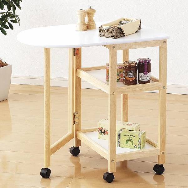 天板付ワゴン［ホワイト］［N-8584］［組立式］/【ポイント 倍】