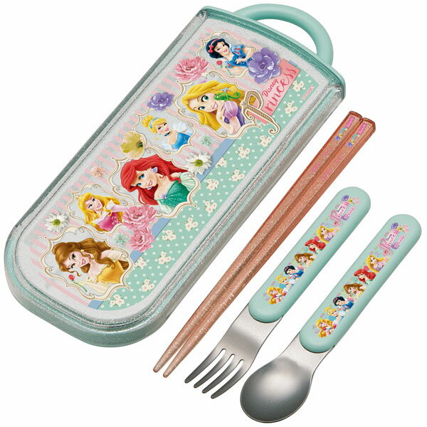 【在庫処分】ディズニープリンセス 箸 / 食洗機対応スライド式トリオセット プリンセス18 名入れスペース付お箸のサムネイル