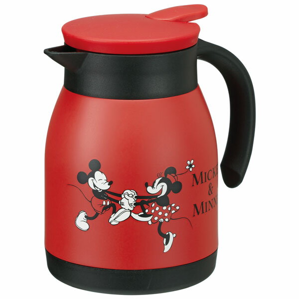 ステンレス 卓上ポット ミッキー＆ミニー 600ml MICKEY MOUSE ミッキーマウス ミニー ディズニー 真空二重構造 保温 保冷 ウォーターポット 保温ポット 魔法瓶 コーヒーポット ピッチャー 持ち手付き 洗いやすい 広口 かわいい スケーター