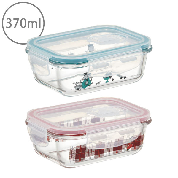耐熱ガラス製 4点ロック保存容器 370ml / フタ付き エア弁付き 保存容器 食洗機対応 電子レンジ 電子レンジOK 冷凍 オーブン ガラス製 ガラス 耐熱ガラス 透明 かわいい おしゃれ スケーター