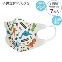 子供立体マスク S 2~3才用 7枚入 DINOSAURS /【ポスト投函送料無料】/マスク 子供 立体 ベビー 小さめ ディノサウルス 恐竜 乳児 幼児 2才 3才 男の子 かわいい 不織布 使い捨て こども 子ども 子供用 息がしやすい 苦しくない 痛くない スケーター