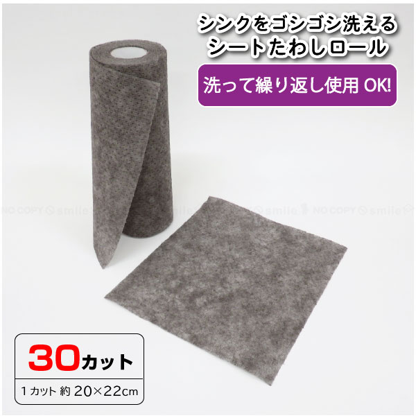 RAKU-SOJI シートたわしロール 30カット 10271 /たわし シート 繰り返し使える ミシン目 カット 30カッ..