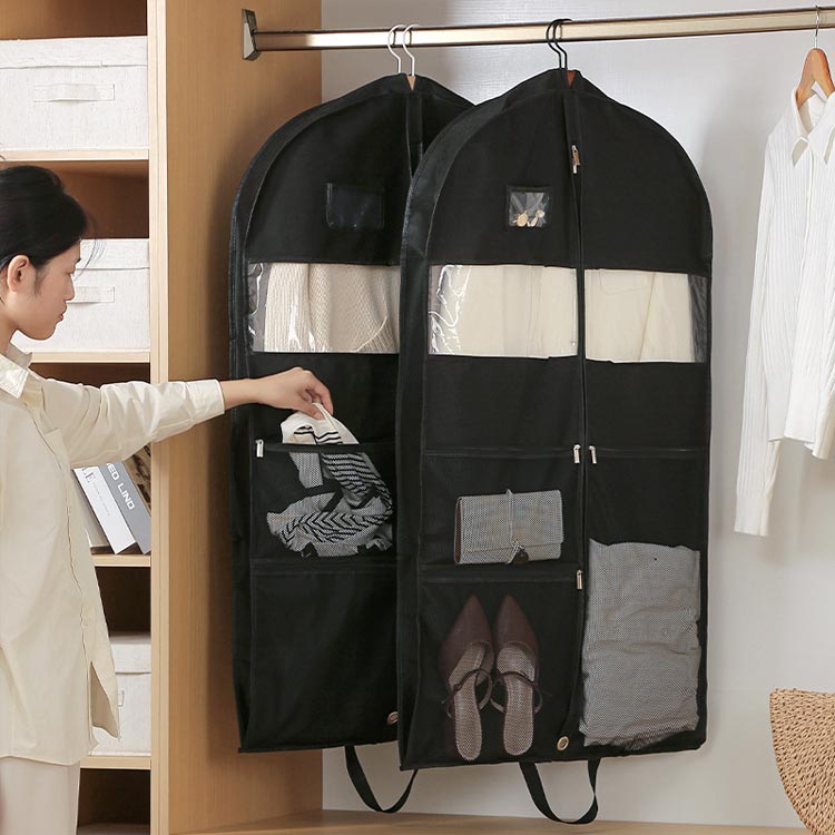 【送料無料】ガーメントバッグ ハンガーケース 収納バッグ 制服 衣装 着物 ドレス クローゼット 靴ポケット付き 小物入れ 浴衣 ガーメントバ [2]