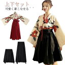【送料無料】和服 上下セット ハロウィン ロングスカート 衣装 着物 華ロリ 袴セット 仮装 チャイナ服 大正ロマン 中華 ロリータ 花柄 ショー