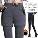 【送料無料】極厚 極上 あったか ショートパンツ 快適 大きいサイズ タイツ 秋冬 レギパン ベロア風 スパッツ パンツ付き レディース 裏起毛