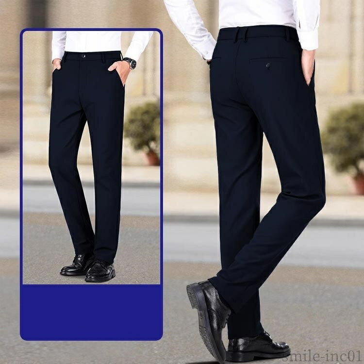 【送料無料】オフィス きれいめ スラックス ビジネス ノータック 快適 通年 オールシーズン 薄手 イージーパンツ ストレッチ メンズ 伸びる