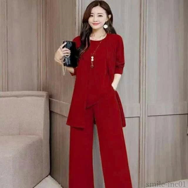 【送料無料】フォーマル ロング 通勤 ブラウス 冬 3点セット ガウチョパンツ パンツドレス ワイドパンツ レディース パンツスーツ