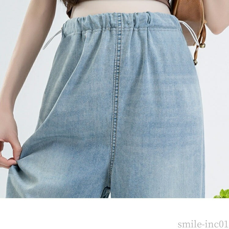 【送料無料】妊 妊娠初期 柔らかい ズボン ストレートパンツ ストレートデニム マタニティ 夏 涼しい 薄手 九分丈 デニムパンツ ウェストゴム 2