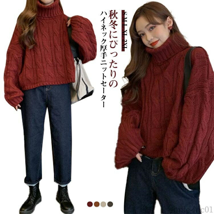 【送料無料】保温 セーター 冬 タートルネック あったか プルオーバー 洗えるニット ニット 洗濯可能 ハイネック 厚手 レディース トップス