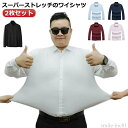 【送料無料】ストレ 長袖 白シャツ ワイシャツ インナー ノーアイロン Yシャツ メンズ スーパーストレッチ ビジネスシャツ 2枚セット 伸びる