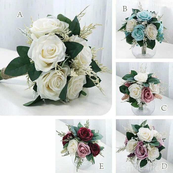 スマイル・インクの【送料無料】選べるカラー バラ クラッチブーケ ウェディングブーケ 単体 アーティフィシャルフラワー 白 ピンク パープル｜アングル3