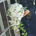 【送料無料】格調高い キャスケード ブーケ 結婚式 ウエディングブーケ 造花 シルクフラワー ガール 花束 フラワー ギフト