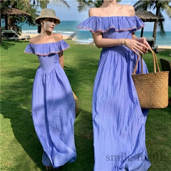 【送料無料】リゾートワンピース ノースリーブ ロングワンピ 体型カバー シースルー おしゃれ カバーアップ 夏物 ロング 春 かわいい 肩見せ 夏 レディース