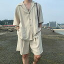 【送料無料】短パン 半ズボン 部屋着 ズボン 夏服 半袖 2点セット トップス ハーフパンツ シャツ 上下セット ショートパンツ tシャツ メンズ