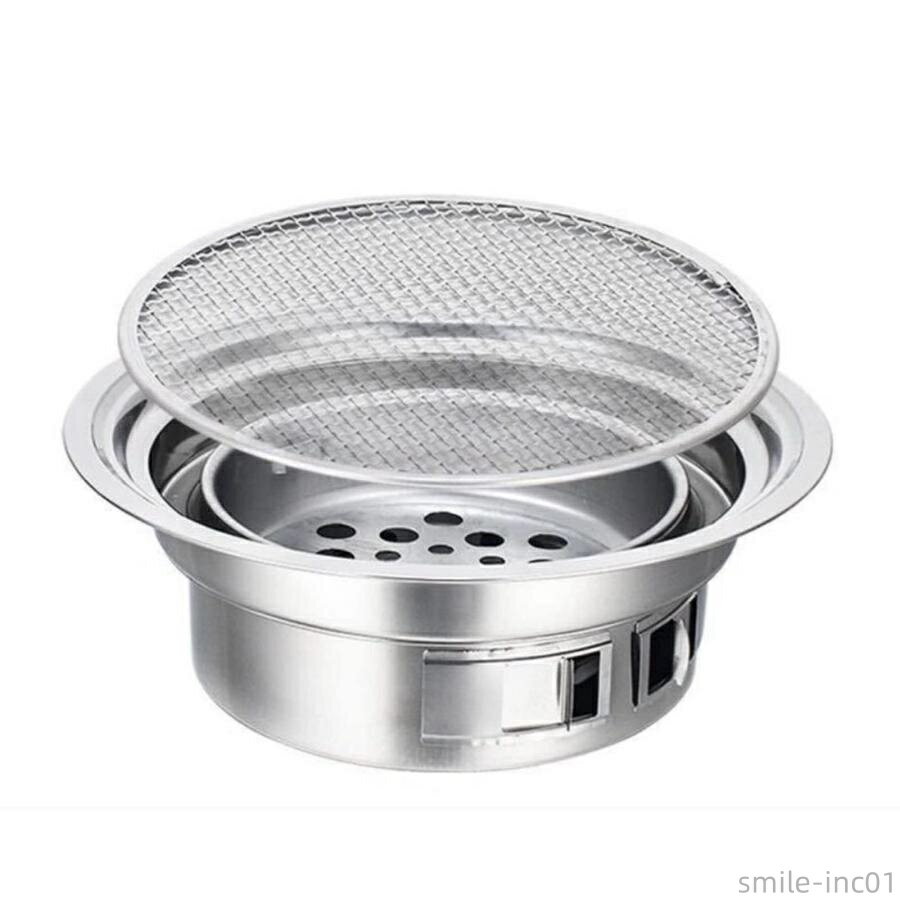 【送料無料】お 卓上 浅底 炭火バーベキューグリル ステンレス製 焚火台七輪 グリル コンロ BBQ用 炭火..