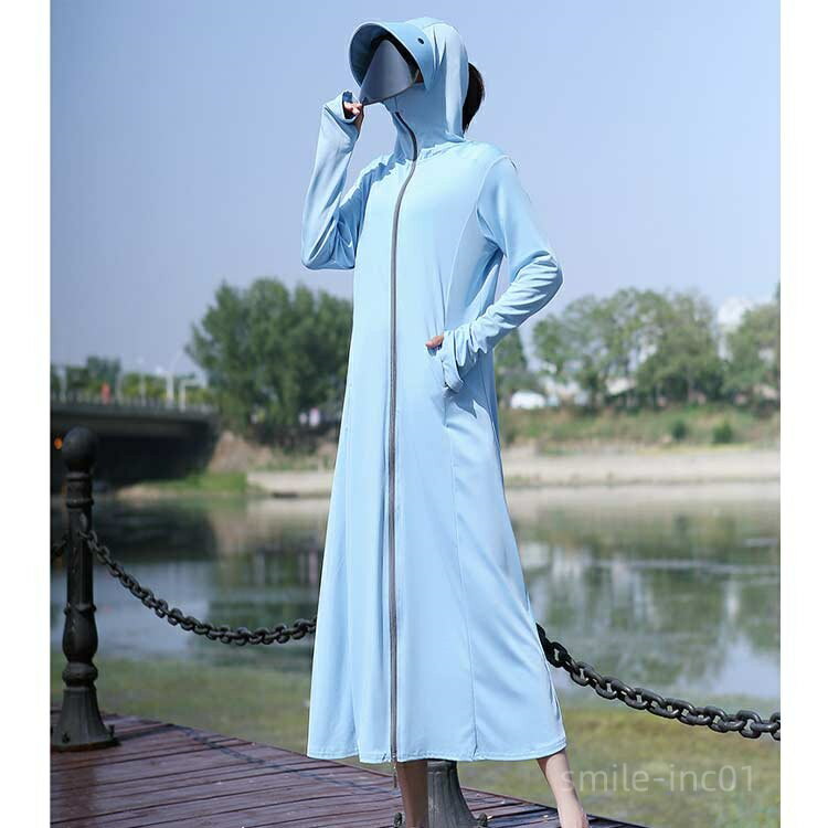 【送料無料】ンバイザー 吸汗速乾 ジップアップ ストレッチ 膝丈 紫外線対策 体型カバー フリーサイズ 水着 アウトドア スポーツ 日焼け防止(4)