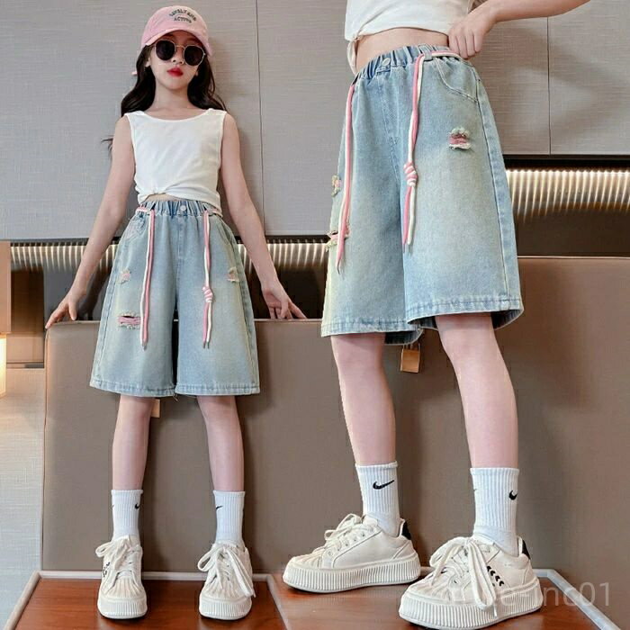 【送料無料】女の子 デニムパンツ デニム ショートパンツ キッズ 子供服 五分パンツ ハーフパンツ ジー..