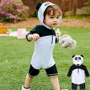 【送料無料】スイムウェア 子供用 ロンパース 赤ちゃん こども 男の子 女の子 キッズ パンダ オールインワン 水着 フード付き ベビー(4)