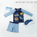 【送料無料】スイムウェア 水着 キッズ 男児 キャンプ付き 水着 キッズ 魚 可愛い柄 みずぎ 上下セット 男の子 3点セット 水着 ベビー(4)