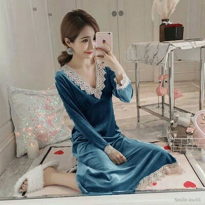 【送料無料】寝間着 可愛い 大人 寝巻き 部屋着 女性用 ルームウェア ナイトウエア 光沢感 無地 ロング丈 ランジェリー セクシー 体型カバー