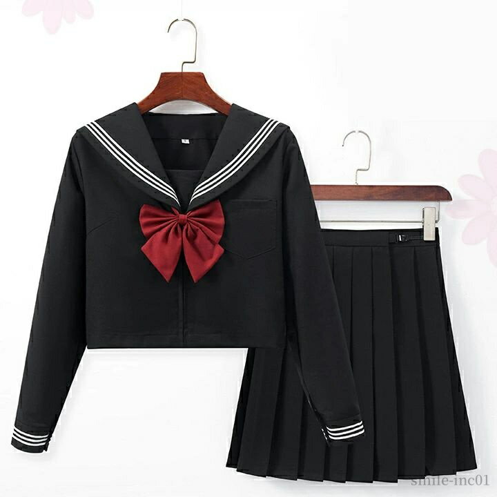 【送料無料】セーラー服 長袖 卒業式 S-5XL コスプレ制服 JK制服 学生服 制服 制服 レディース 黒 上下セット 半袖 学園祭 入学式 コスチュー