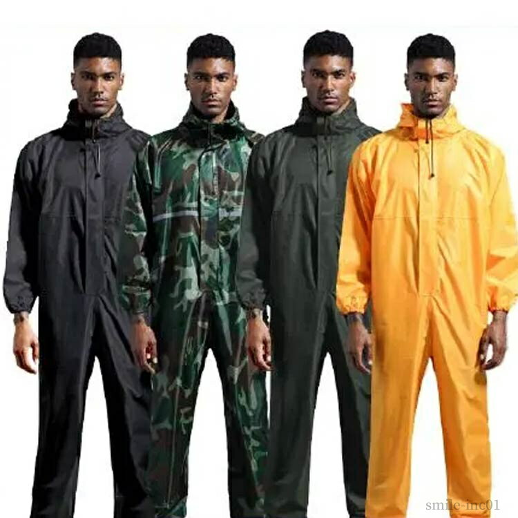 【送料無料】ジャンプスーツ かっぱ 雨具 防油 レインウェア 防水 ロング カッパ 雨 裾ゴム 袖口ゴム メンズ 対策 レインコート 防水つなぎ