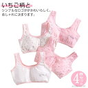 【送料無料】ショーツ4枚セット!綿 150 140 130 かわいい 高校生 中学生 ブラトップ ジュニアブラ ジュニア 160 いちご柄