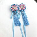 【送料無料】ヘアアクセサリー 和風 着物 卒業式 成人式 七五三 タッセル リボン パール クリップ留め つまみ細工 2点セット 髪飾り 浴衣