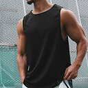 【送料無料】トレーニングウェア カットソー Tシャツ スポーツウェア 吸汗速乾 メンズ スリーブレス おしゃれ ラウンド裾 全7色 メンズ