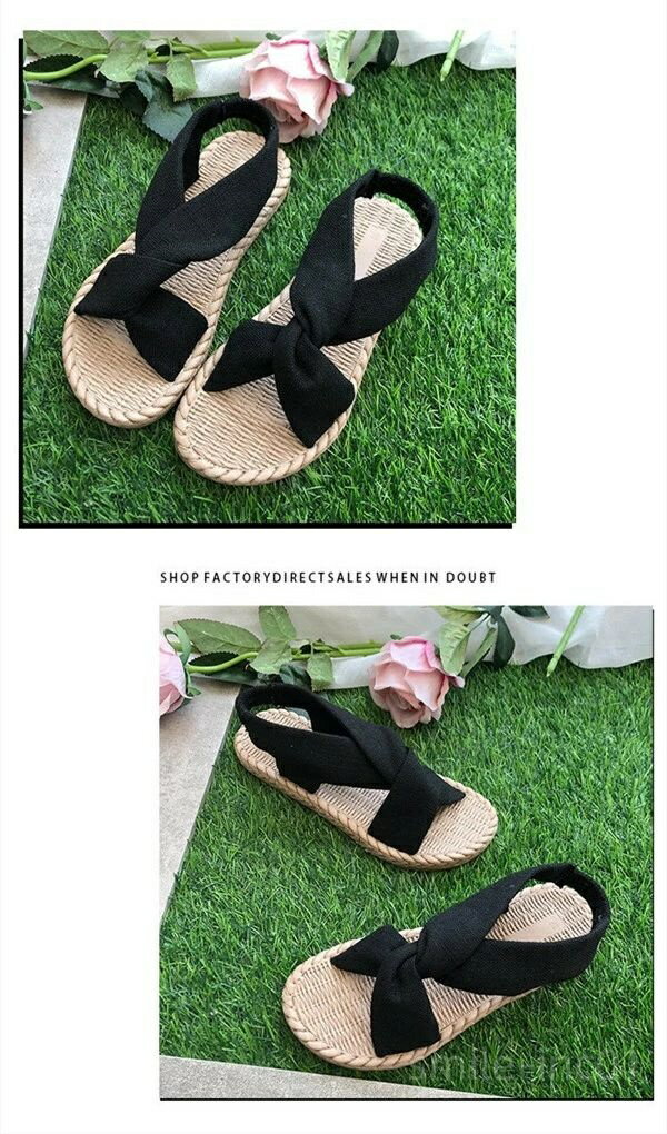 【送料無料】3color ストラップサンダル サンダル 柔らかい ゴムストラップ 室内履き替え ぺたんこ ローヒール 滑り止め 可愛い 22.5-25CM