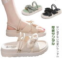 【送料無料】ベランダ ギフト 可愛い 軽い シンプル オシャレ カジュアル ストラップサンダル 履きやすい 夏物 ビーチ 女性 リボン アウトドア 夏 歩きやす...