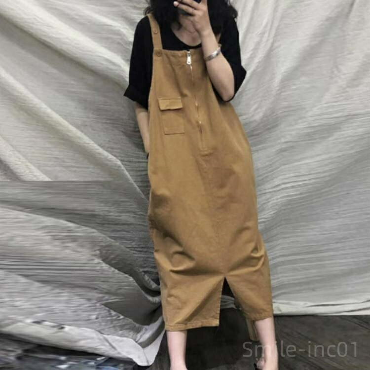 【送料無料】ロング丈 夏服 体型カバー シンプル サロペットスカート レディース 薄手 マキシスカート サロペット カジュアル マキシ丈 作業着 サロペット 無地 仕事着 ボトムス レディース ビッグシルエット オーバーオール 作業服 大きいサイズ