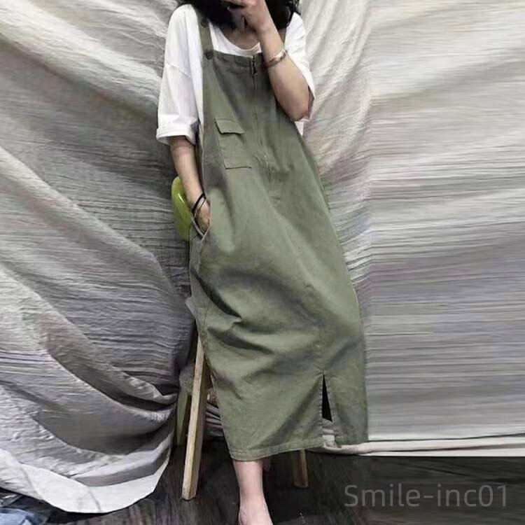 【送料無料】ロング丈 夏服 体型カバー シンプル サロペットスカート レディース 薄手 マキシスカート サロペット カジュアル マキシ丈 作業着 サロペット 無地 仕事着 ボトムス レディース ビッグシルエット オーバーオール 作業服 大きいサイズ