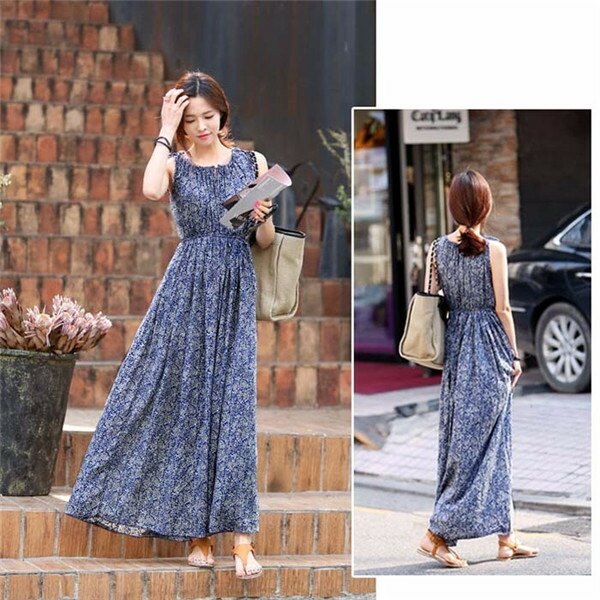 ワンピース レディース 春夏 シフォン Vネック パフスリーブ 半袖 Aライン ロング丈 ドーパミンブルー 高級感 リゾート ビーチドレス