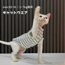 【送料無料】キャットウエア 猫服 柔らかい 肌着 ストライプ 可愛い ニット 袖なし Tシャツ 春 夏 コニス無毛の猫 おしゃれ 着脱簡単 部屋着