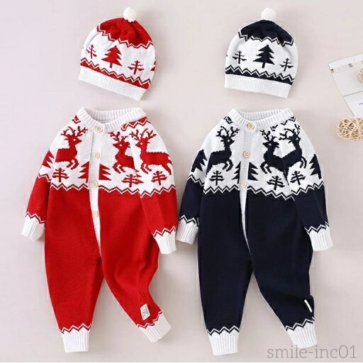 【送料無料】ベビーロンパース ニットロンパース 帽子セット サンタコスチューム クリスマス ベビー コスプレ ノルディック ニット ロンパース 【送料無料】ベビーロンパース ニットロンパース 帽子セット サンタコスチューム クリスマス ベビー コスプレ ノルディック ニット ロンパース