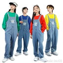 【送料無料】キッズ ダンス 衣装 ヒップホップ サロペット パンツ ダンス衣装 オーバーオール ダンス 女の子 男の子 ダボダボ ズボン ガールズ 原宿系 舞台服 発表会