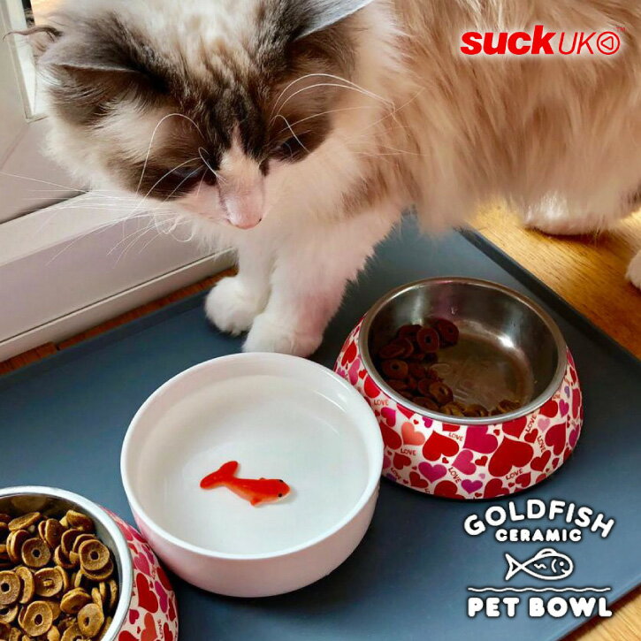 キャットボウル ゴールドフィッシュ / 【コンパクト便】フードボウル キャット ボウル 金魚 だまし絵 水入れ 器 食器 給水 猫 ペット SUCK UK