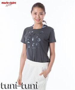 M-6L marieclaireSPORT　吸汗速乾・UVTシャツ トップス 30代 40代 50代 女性 夏 秋 春 大きいサイズ レディース ゴルフウェア マリ・クレール