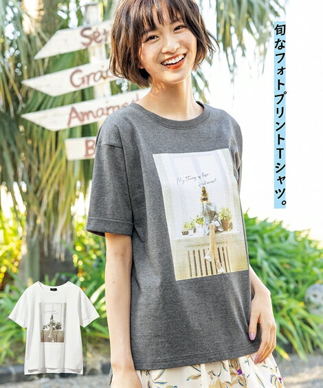 大きいサイズ フォトプリントTシャツ トップス チュニック 30代 40代 50代 女性 夏 春 秋 大きいサイズ レディース スマイルランド smileland