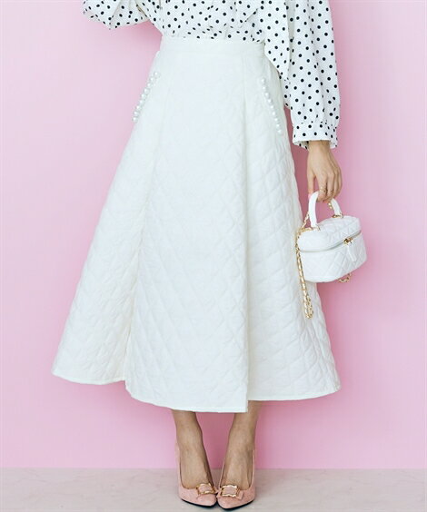 ＼クーポン有／スカート 大きいサイズ パール調ボタン付きキルティングスカート marun L-10L 大きなサイズ 30代 40代 50代 女性 スマイルランド smileland 秋服 春服 夏服 冬服