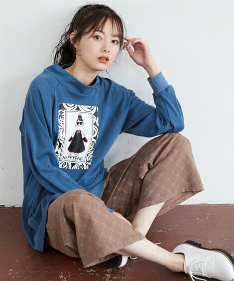 トップス 大きいサイズ セットアップ（モックネックトップス+ワイドパンツ）【HAPPY FACE】レディース L-10L 大きなサイズ 30代 40代 50代 女性 スマイルランド smileland 秋服 春服 夏服 冬服プチプラ